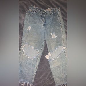 Distressed ripped vintage jeans